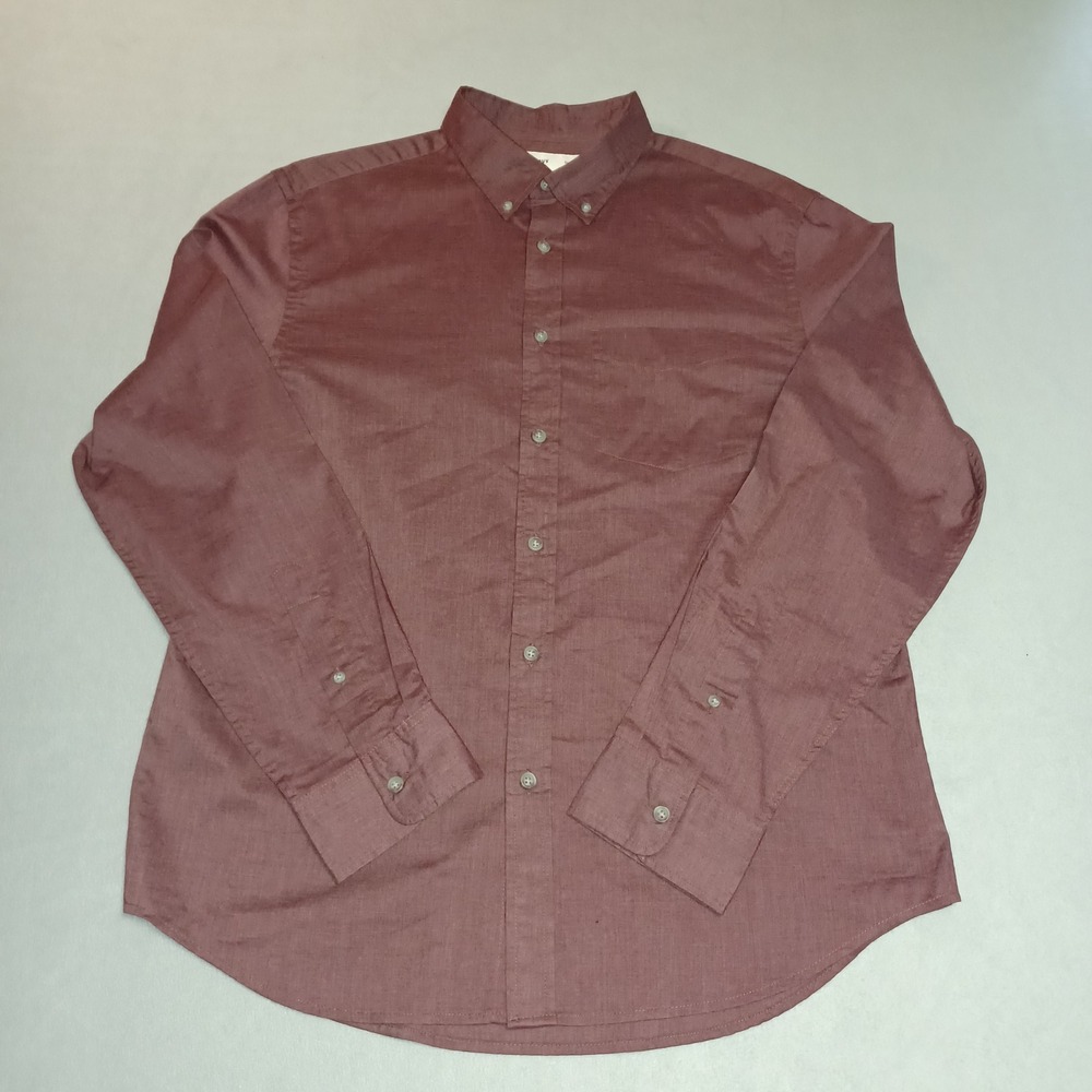 Old Navy Mens Slim Button Down Shirt Red Wine Vinegar Burgundy Large 295354-14